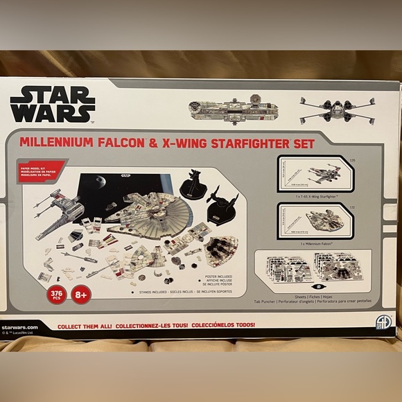 Star Wars Paper Model Kit Millennium Falcon & X-Wing Starfighter Set - Picture 2 of 5
